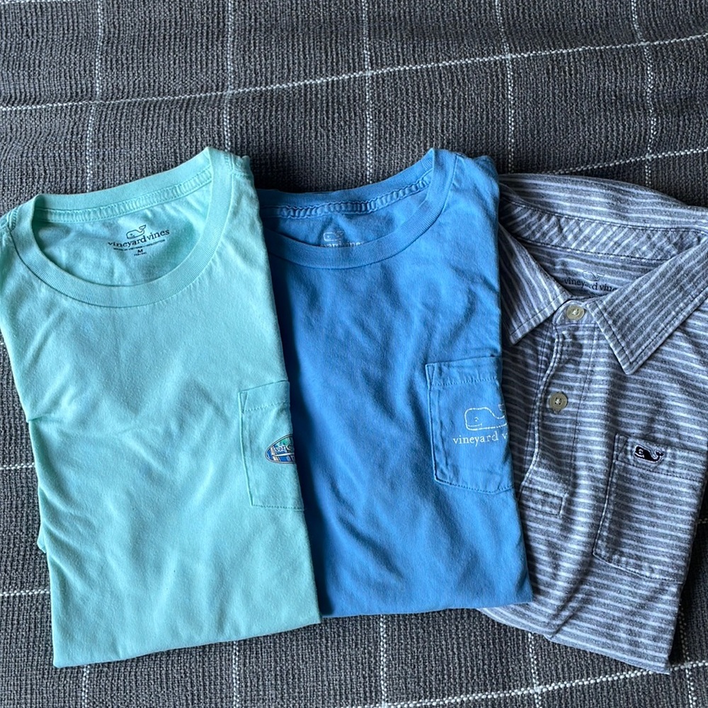 Three short sleeved shirts. Vineyard vines size boys M